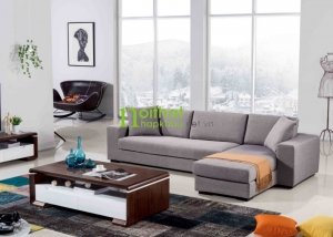 Bộ ghế sofa nỉ nhập khẩu cao cấp mang nét đẹp sang trọng hiện đại với tone màu ghi lịch lãm
