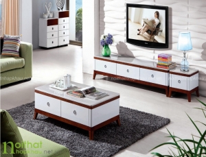 Bàn trà gỗ cao cấp ấm áp cho phòng khách hiện đại