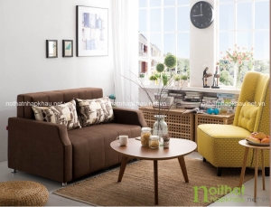 Sofa giường thông minh với gam màu trầm như nâu cafe cực trẻ trung, thanh lịch và tiện nghi