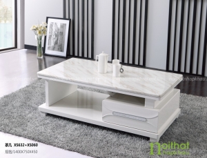 Bàn trà mặt đá SX632 và kệ tivi màu trắng sang trọng cho phòng khách