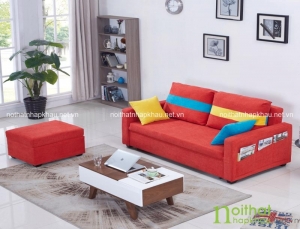 Phối cảnh của mẫu ghế sofa giường đẹp kết hợp bàn trà thông minh trong không gian hiện đại