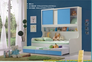 Giường tầng trẻ em A216 xanh