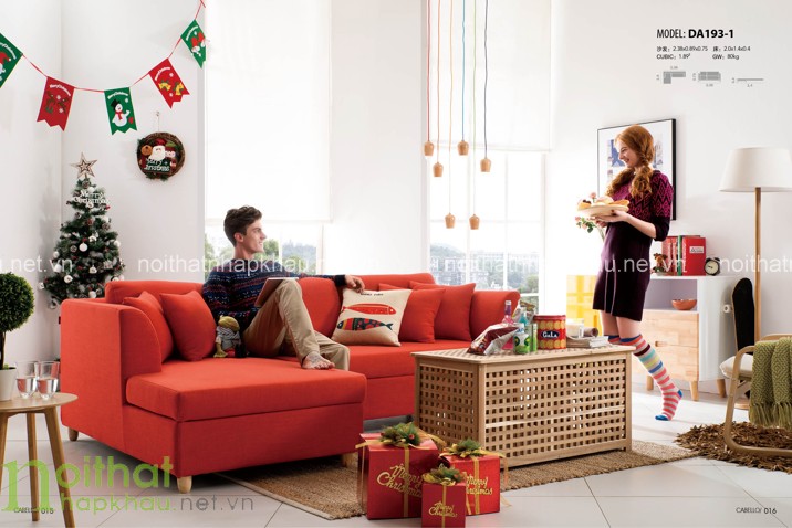 Thiết kế phòng khách nổi bật với mẫu sofa màu đỏ tươi làm sofa phòng khách