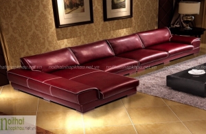 Sofa giường thông minh màu đỏ với chất liệu da đẳng cấp