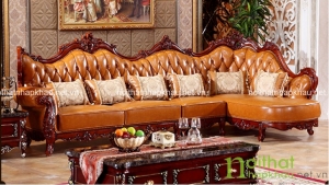 Mẫu sofa da tân cổ điển hoàng gia cho phòng khách quý tộc