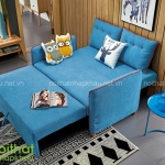 Sofa giường thông minh gam màu xanh trẻ trung và kiểu dáng đơn giản dành cho những khách hàng bận rộn