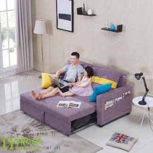 Sofa giường nhập khẩu 871-3 (tím) khi ở trạng thái giường