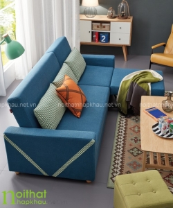 Sofa giường thông minh màu xanh đậm là lựa chọn của nhiều gia đình trong dịp cuối năm