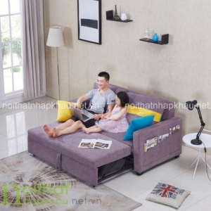Sofa giường vải màu tím trẻ trung và không kém phần độc đáo