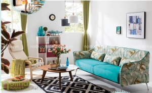 Sử dụng sofa vải hoa đẹp cho phòng khách mang không khí mùa xuân